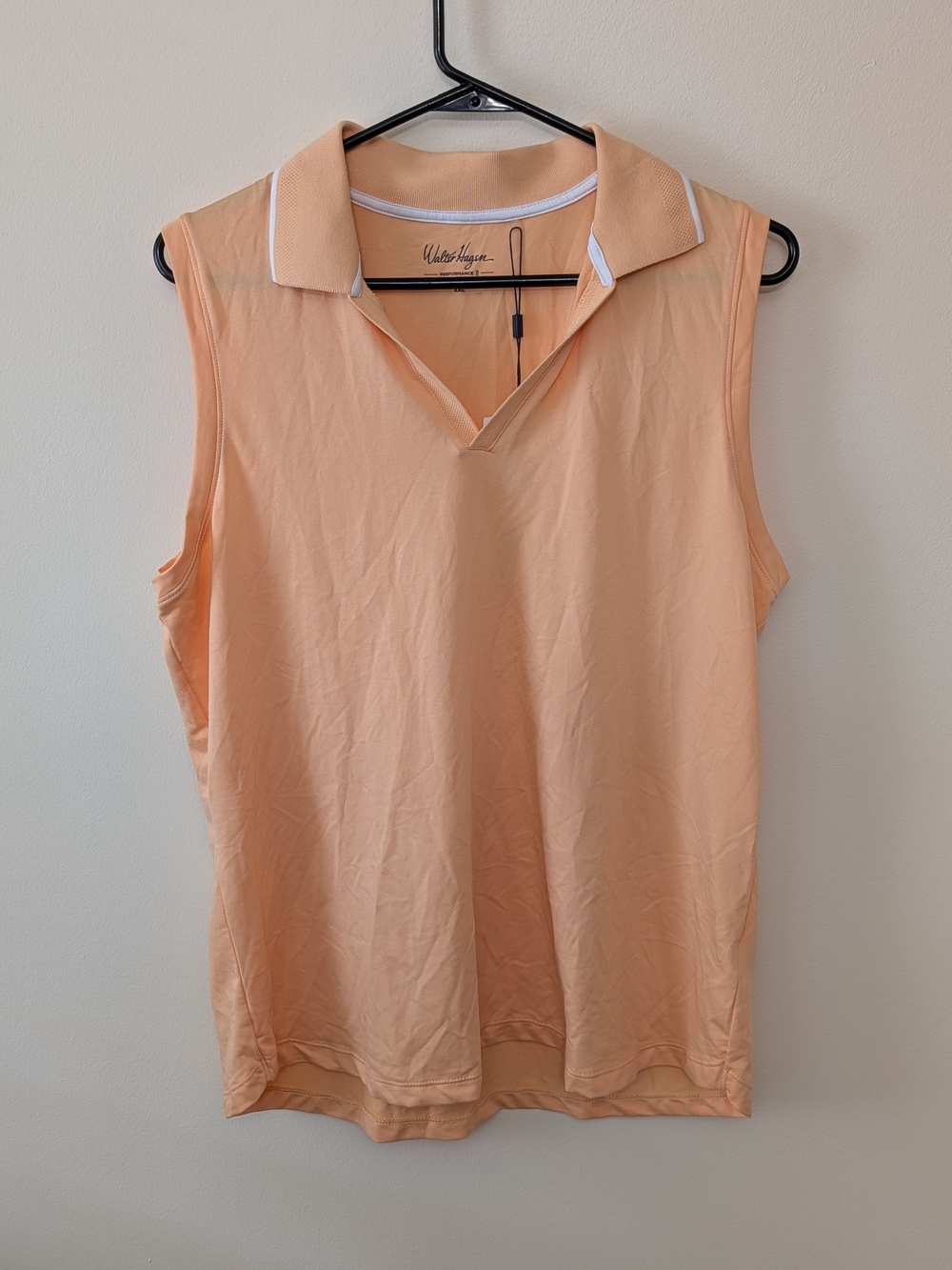 Walter Hagen Womens Performance Peach Fuzz Sleeveless Johnny Golf Polo Shirt XXL